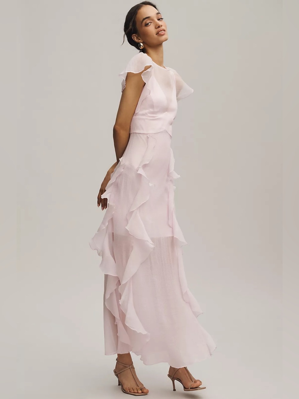 Hutch Amity Organza Ruffle Maxi Dress
